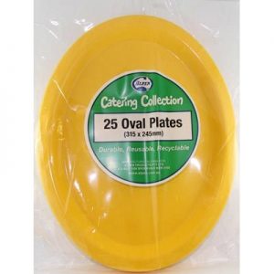 We Like To Party Plain Tableware Plastic Oval Plates Yellow 25pk