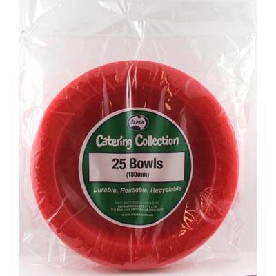 We Like To Party Plain Tableware Plastic Bowls Red 25pk