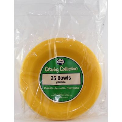 We Like To Party Plain Tableware Plastic Bowls Yellow 25pk