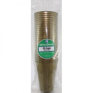 We Like To Party Plain Tableware Plastic Cups Gold 25pk