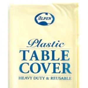 We Like To Party Plain Tableware Plastic Tablecover Rectangle Ivory