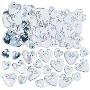 We Like To Party Table Confetti Hearts Embossed Silver