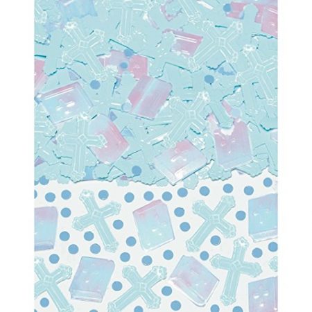 We Like To Party Table Confetti Embossed Light Blue Crosses