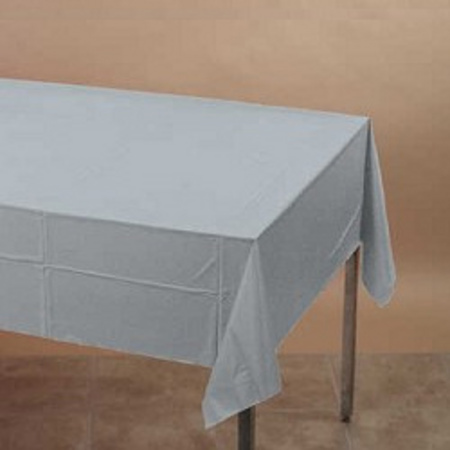 We Like To Party Plain Tableware Plastic Tablecover Rectangle Silver