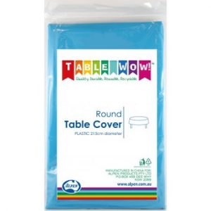 We Like To Party Plain Tableware Round Plastic Tablecover Azure Blue