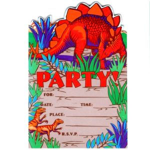 We Like To Party Dinosaur Party Invitations and Envelopes, Pack of 8