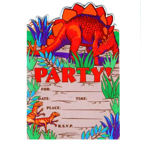 We Like To Party Dinosaur Party Invitations and Envelopes, Pack of 8