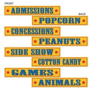 We Like To Party! Circus Theme Double Sided Cutout Signs 4pk