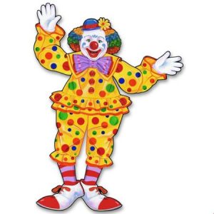 We Like To Party! colourful jointed clown cutout