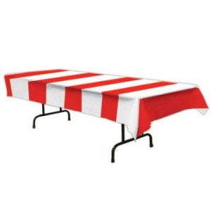 We Like To Party! Red and White Striped Rectangle Tablecover
