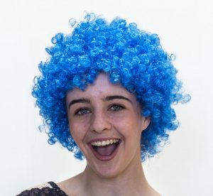 We Like To Party! Blue Curly Clown Wig
