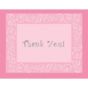 We Like To Party Bridal Bouquet Thank You Cards & Envelopes Pink And White