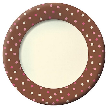 We Like To Party Brown Blush And Pink Dots Dinner Plates
