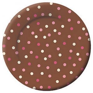 We Like To Party Brown Blush And Pink Dots Lunch Plates