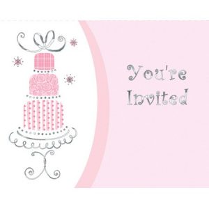 We Like To Party Bridal Bouquet Wedding Cake Bulk Invitations & Envelopes Pink Silver White