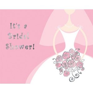 We Like To Party Bridal Bouquet Bridal Shower Invitations & Envelopes Pink And White