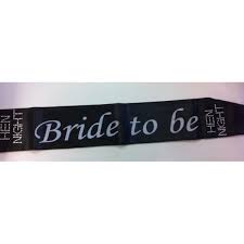 We Like To Party Bride To Be Black Sash With Silver Writing Diamante Trim