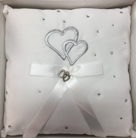 We Like To Party Ring Bearer Satin White Pillow