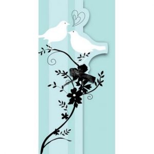 We Like To Party Two Love Birds Bridal Shower Folded Invitations & Envelopes Pastel Green Black & White