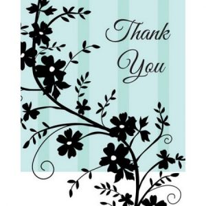 We Like To Party Two Love Birds Bridal Shower Thank You Cards & Envelopes Pastel Green Black & White