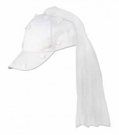We Like To Party White Cap With Veil