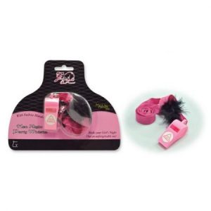 We Like To Party Hens Night Party Whistle With Black Feather Trim