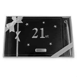 We Like To Party Guest Signing Book 21st Birthday Black Cover With Silver Writing & Plaque