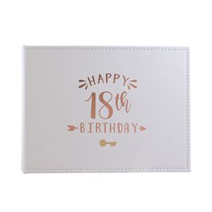 We Like To Party 18th Signing Guest White Leather Look Book With Rose Gold Writing