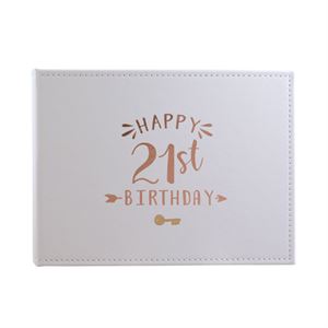 We Like To Party 21st Signing Guest White Leather Look Book With Rose Gold Writing