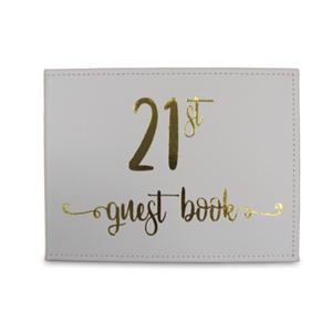 We Like To Party 21st Signing Guest White Leather Look Book With Gold Writing