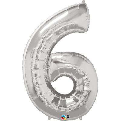 We Like To Party Megaloon Number 6 Silver Balloon