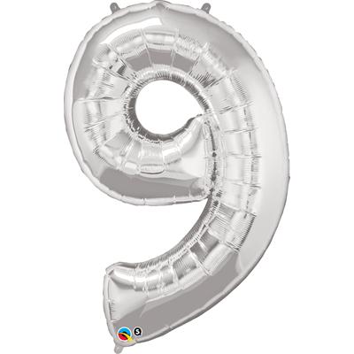 We Like To Party Megaloon Number 9 Silver Balloon