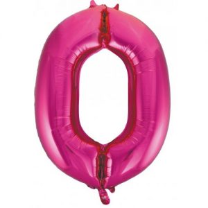 We Like To Party Megaloon Number Zero 0 Hot Pink Balloon
