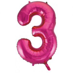 We Like To Party Megaloon Number 3 Hot Pink Balloon