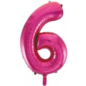 We Like To Party Megaloon Number 6 Hot Pink Balloon