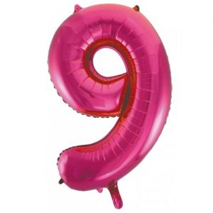 We Like To Party Megaloon Number 9 Hot Pink Balloon