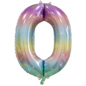 We Like To Party Megaloon Number Zero 0 Pastel Rainbow Balloon