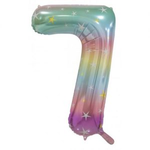 We Like To Party Megaloon Number 7 Pastel Rainbow Balloon
