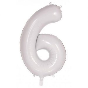 We Like To Party Megaloon Number 6 White Balloon