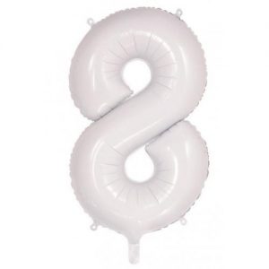 We Like To Party Megaloon Number 8 White Balloon