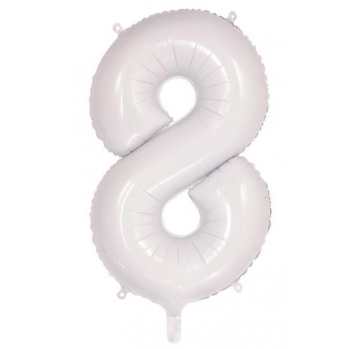 We Like To Party Megaloon Number 8 White Balloon