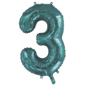 We Like To Party Megaloon Number 3 Teal Balloon