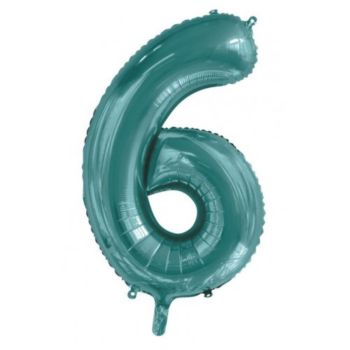 We Like To Party Megaloon Number 6 Teal Balloon