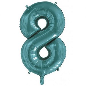 We Like To Party Megaloon Number 8 Teal Balloon