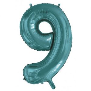 We Like To Party Megaloon Number 9 Teal Balloon