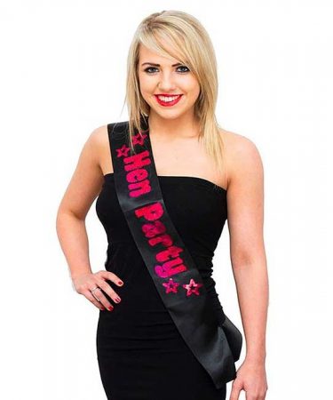 We Like To Party Black Hens Party Sash With Hot Pink Writing