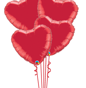We Like To Party 6 Red Foil Love Heart Balloon Bouquet