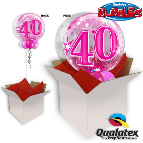 We Like To Party 40th Birthday Pink Bubble Balloon In A Box