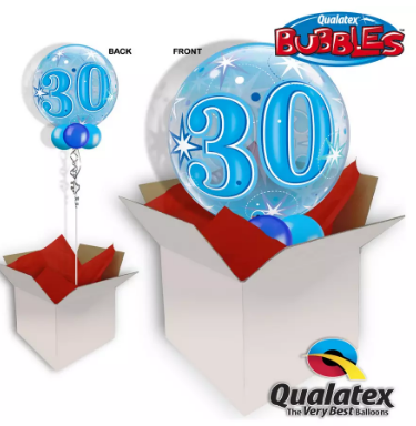 We Like To Party 30th Birthday Blue Bubble Balloon In A Box