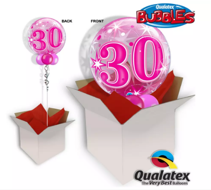 We Like To Party 30th Birthday Pink Bubble Balloon In A Box